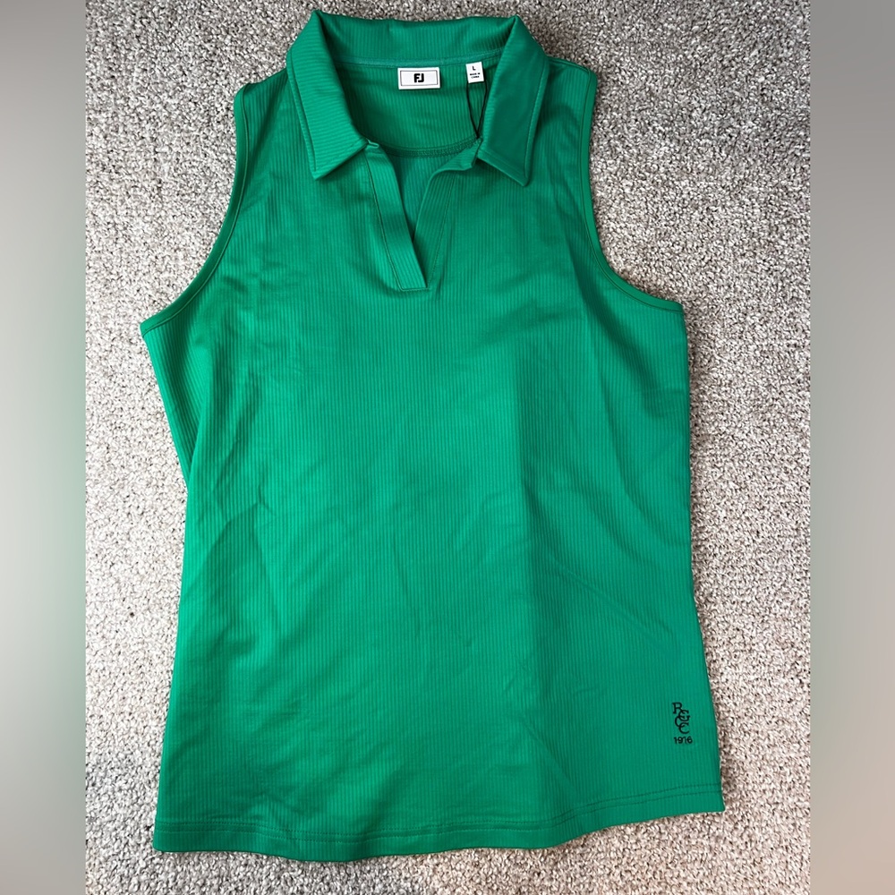FootJoy Vibrant Green Sleeveless  Ribbed Tank Top- Womens Large - NWT